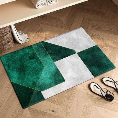 Paillasson éponge vert abstrait géométrique 40x60/50x80/60x90/80x120cm, antidérapant, en flanelle, pour salle de bain, cuisine, chambre à coucher