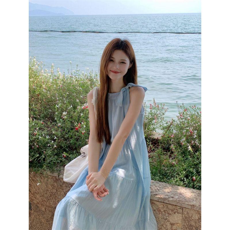 Kumikumi Summer Niche Style Tank Dress Bows