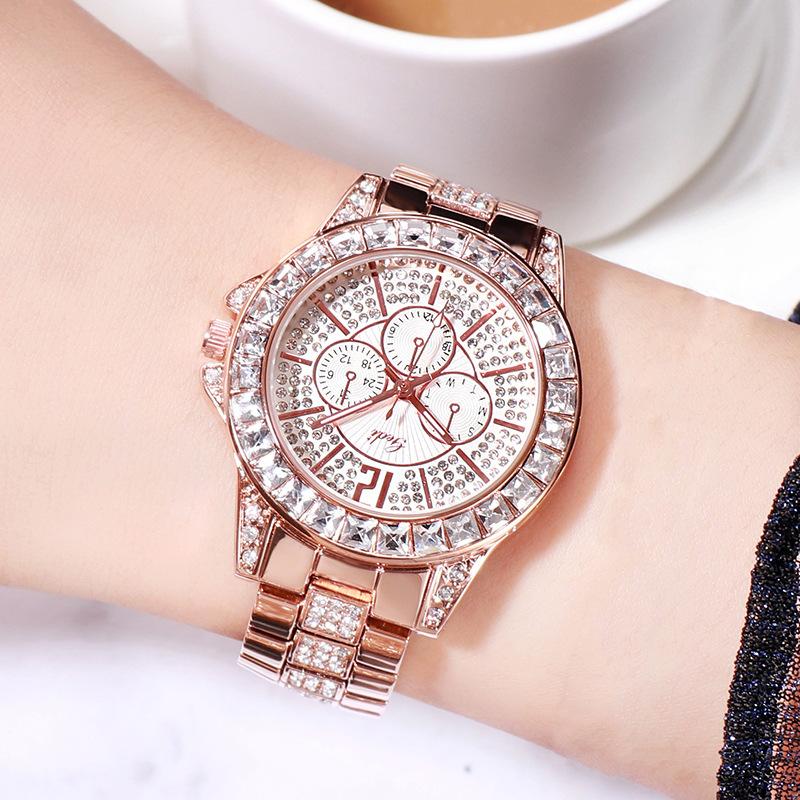 Orologio da Donna con Cinturino in Acciaio e Diamanti, Orologio da Donna con Diamanti, Orologio alla Moda, Orologio al Quarzo Impermeabile