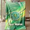 Custom Text Flannel Throw Blanket, Lightweight Cozy Bed Sofa BlanketSporting CP