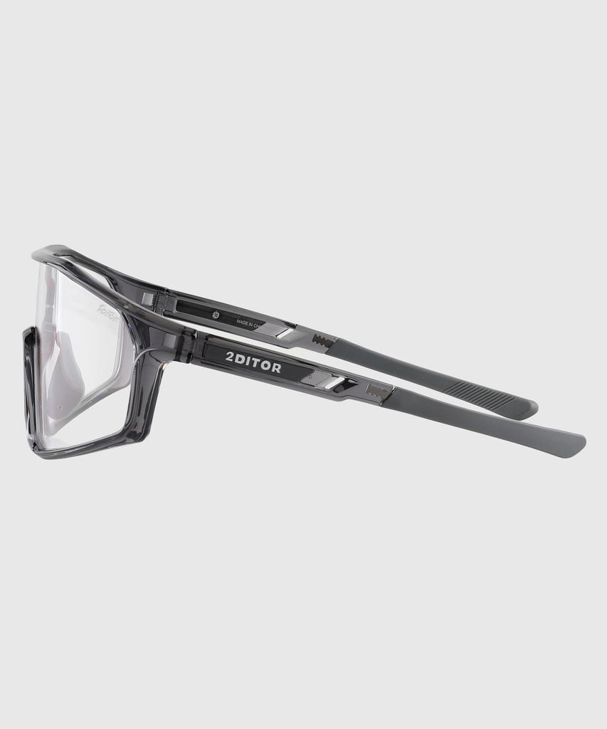 Tuditeo Sports Athletic Running Goggles Iter Sunglasses C9 Photochromic Violet/Clear Frame Gray