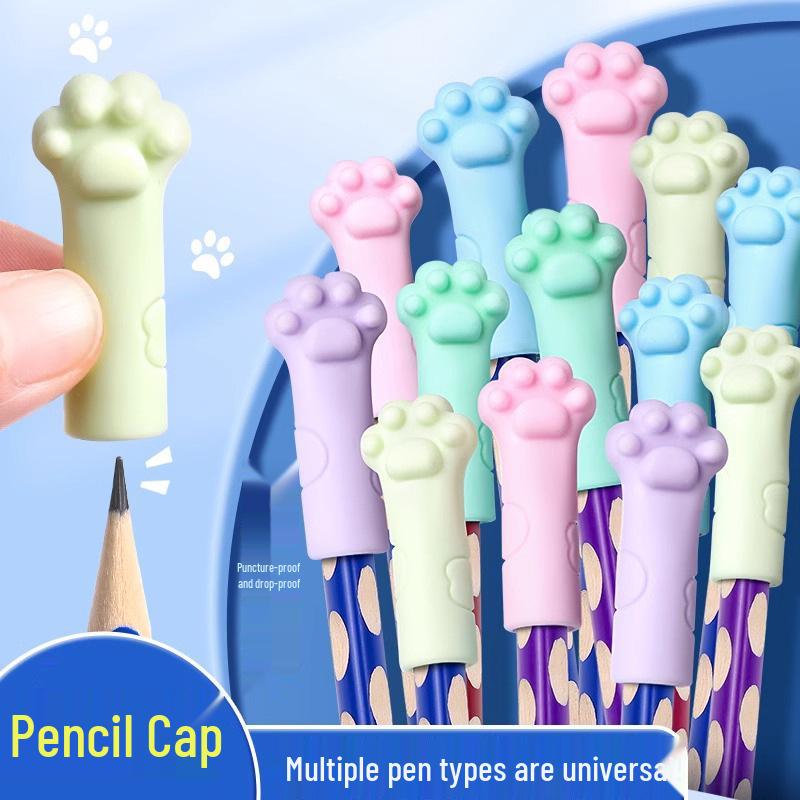 

Милый силиконовый колпачок для ручки в виде кошачьей лапки - Мягкий резиновый мультяшный топпер для карандаша для девочек и детей, Универсальный размер