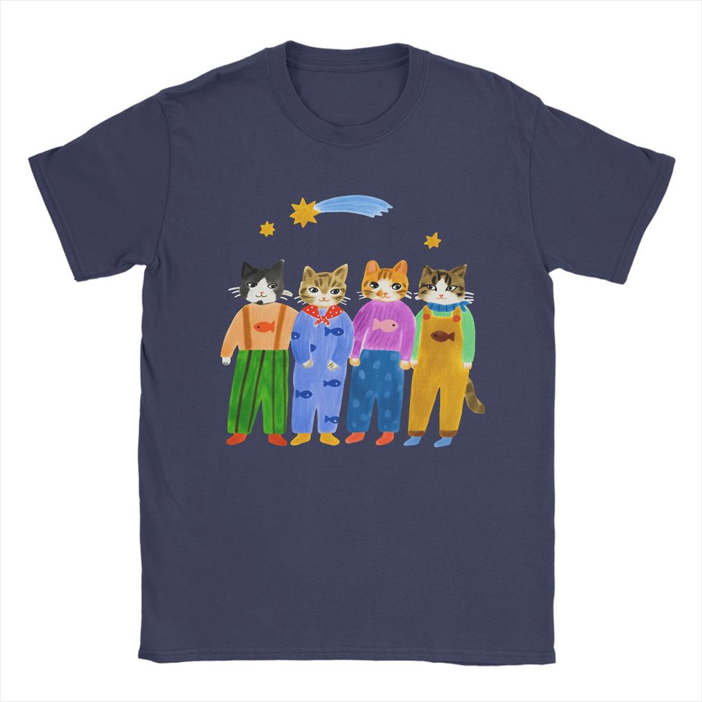 Colorful Aesthetic Cats Graphic Unisexs T Shirts  Leisure Tees Short Sleeve Round Collar TShirt  Cotton Gift Clothes