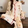 Roter gepunkteter Pyjama Damen High-End Frühling und Herbst Cartoon Muschel bestickter Rand Langarm Loungewear Set