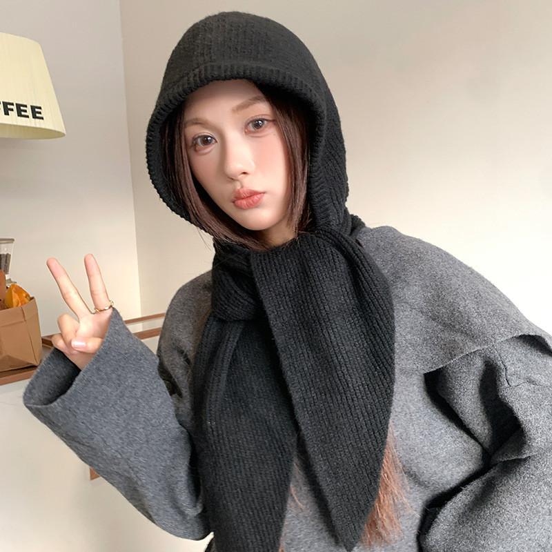 Knitted Hat And Scarf Set For Women Winter Warmth With Letter Design For Casual Wear