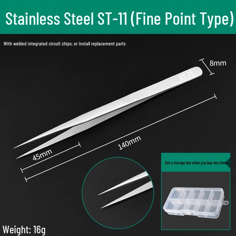Bao Lian Anti-static Stainless Steel Tweezers - Bent Tip & Fine Pointed Tip for Precision Bird's Nest Hair & Blackhead Removal
