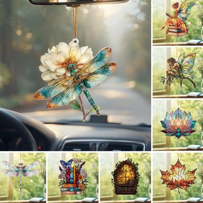 Flat Acrylic Animal Pendants Colorful Suncatcher Window Hanging Ornaments for Christmas Tree Garden Decor Handmade Gift for Butterfly Lovers