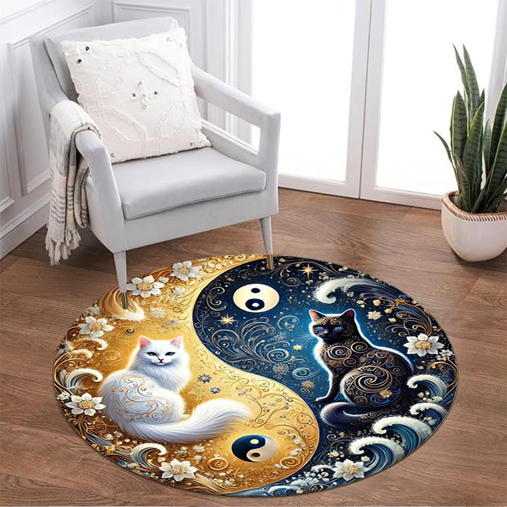 1pc home carpet yin yang floral design non-slip rug for office decor and living room gift ideas