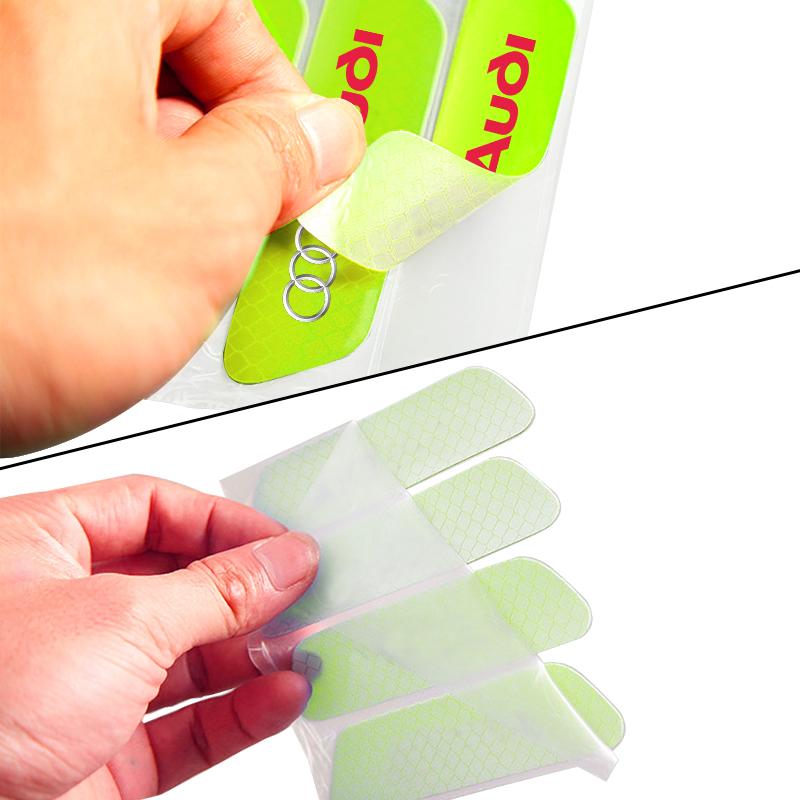 4PCS/set Car Reflective Strips Warning Badge 3D Stickers For Audi S5 S6 S7 S4 S8 TT TTS A4 B8 A3 B6 A6 C7 C6 B7 Q5 Q7 C5 A5 B5