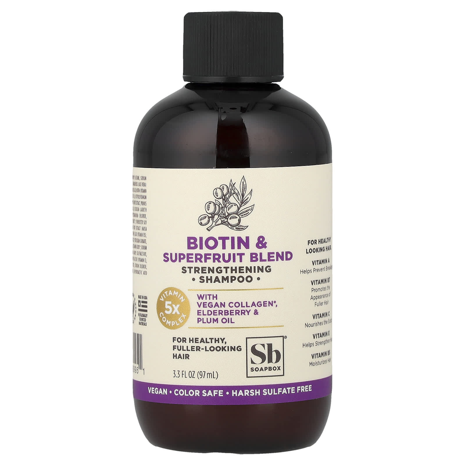 

Soapbox, Strengthening Shampoo, Biotin & Superfruit, 3.3 fl oz (97 ml)