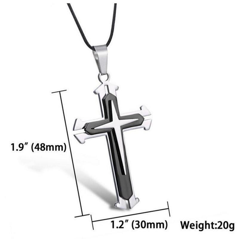 Colier cu pandantiv cu cruce de metal pentru bărbați, bijuterii, cu model de cruce, colier cu pandantiv cu cruce de Isus din oțel inoxidabil