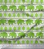 Soimoi Japan Crepe Satin Fabric Aztec & Tribal Elephant Ethnic Print Sewing Fabric Metre 42 Inch
