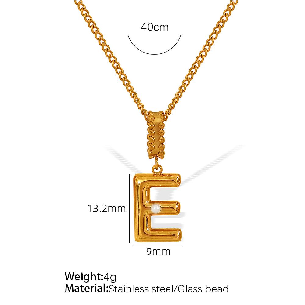 18k Gold-Plated Titanium Steel Bubble Letters Necklace for Women
