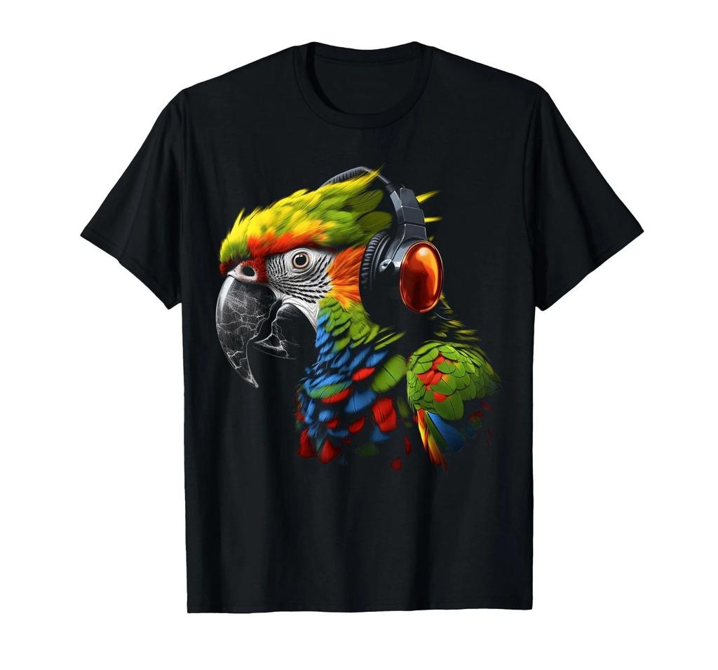 Parrot Music Art Headphones Musicians Animal Bird Parrot T-Shirt