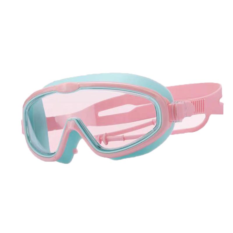 Swimming Goggles for Kids Big Frame Swimming Goggles with Earplugs HD Wide View Anti-Fog Swimming Goggles Eyewear No Leaking