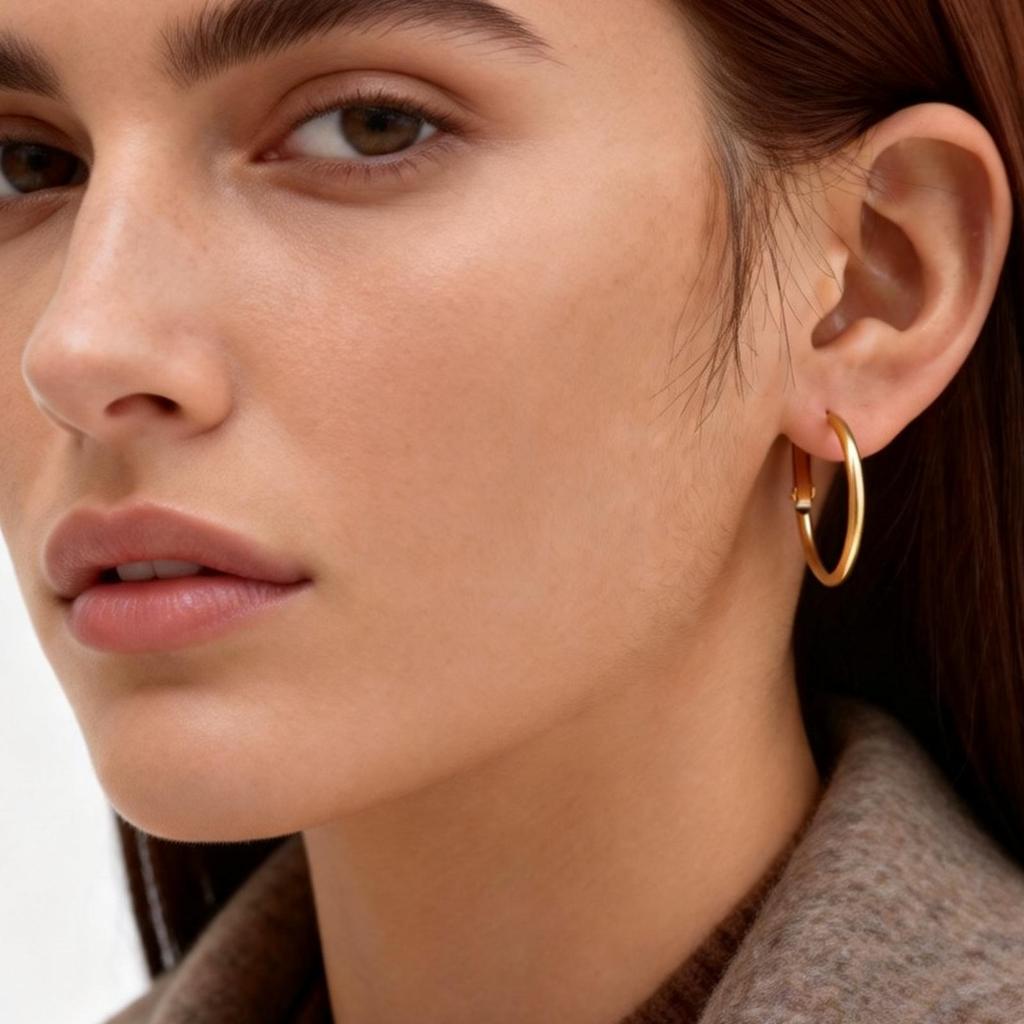 Minimalist Round Hoop Earrings for Women Stainless Steel Geometric Earrings Hip Pop Fashion Jewelry Gift