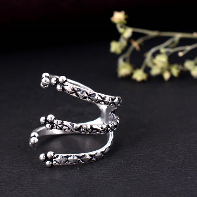 Handmade Silver Arthritis Ring – Long Adjustable Splint for Thumb & Finger, Daily Wear Support Jewelry for Relief