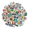 Navy Peony Outdoor Camping Themed Stickers Waterproof Stickers for Travel Photo and Water Bottles (62-Count) - Notebooks, Albums,