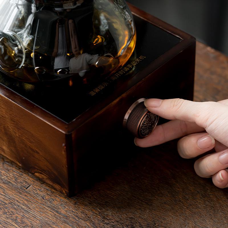 Walnut Electric Ceramic Tea Maker: Mini Indoor Induction Cooker with Glass Kettle