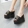 Fashion Women's Ultra High Slippers 2024 Summer New Fashion Thick Base Metal Decoration Women Wedding Banquet Party Luxurious Sandale