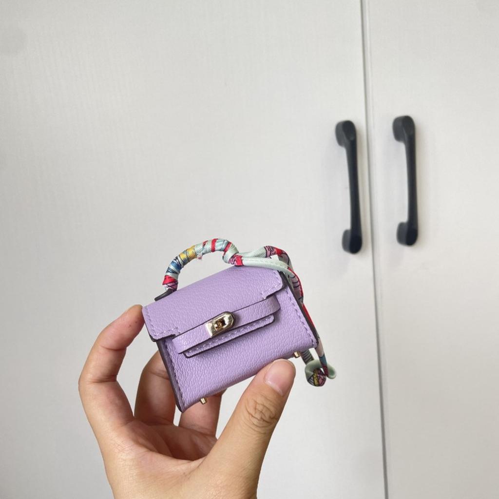 Bag Pendant Cute Earphone Bag Leather Car Keychain