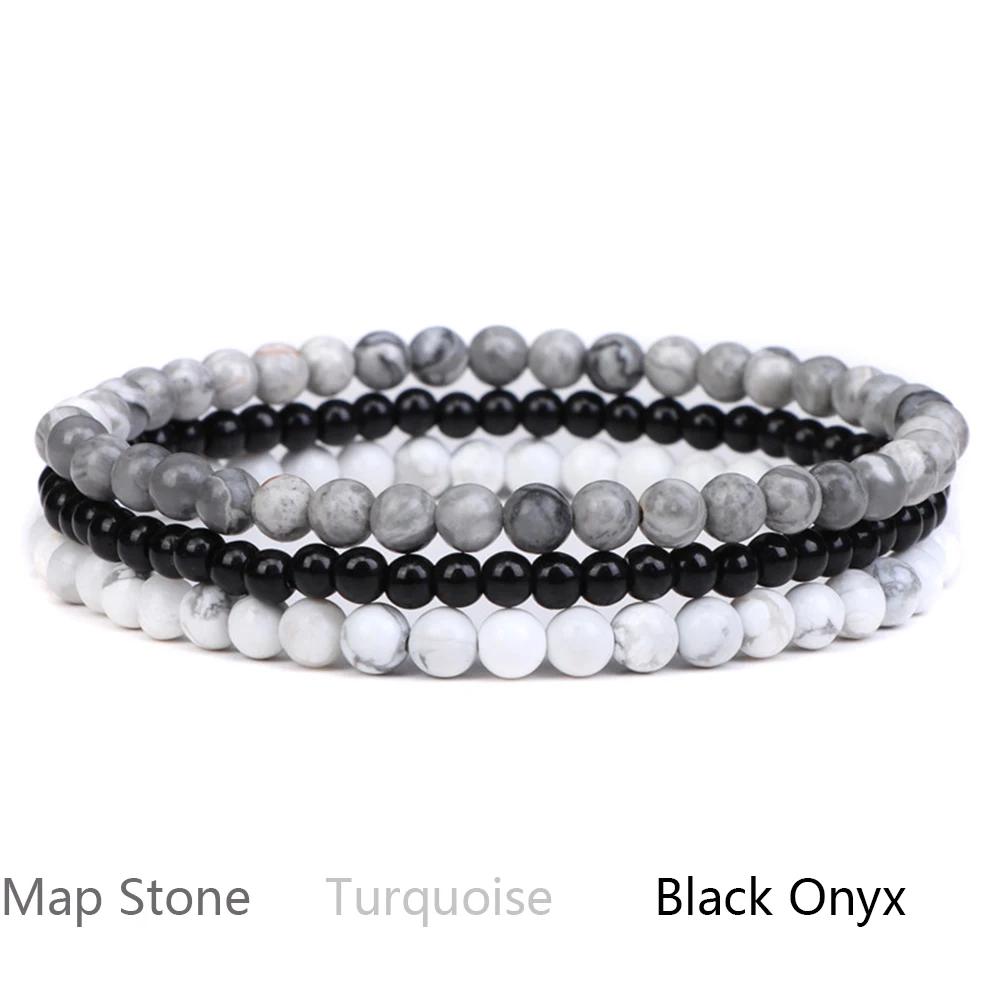 4mm Natural Stone Beads Bracelet With 3pcs Stones Rose Quartzs Amethysts Red Agates Turquoises Opal Bracelet Set For Women Men