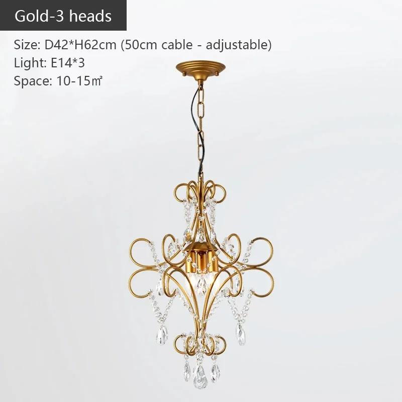 American Country Style Crystal Chandelier Iron Nordic Modern Living Room Candle Chandelier Bedroom Home Decoration Lighting