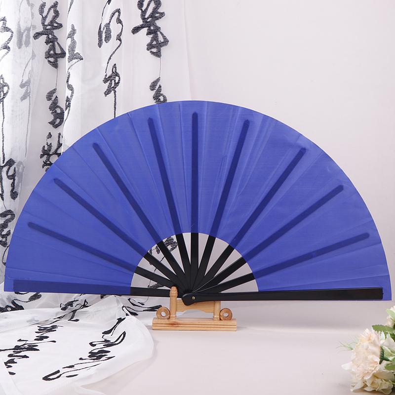 Chinese Martial Arts Kung Fu Fan Tai Chi Dance Fan Plastic Stage Performance Folding Fan Solid Color Fan Photo Prop