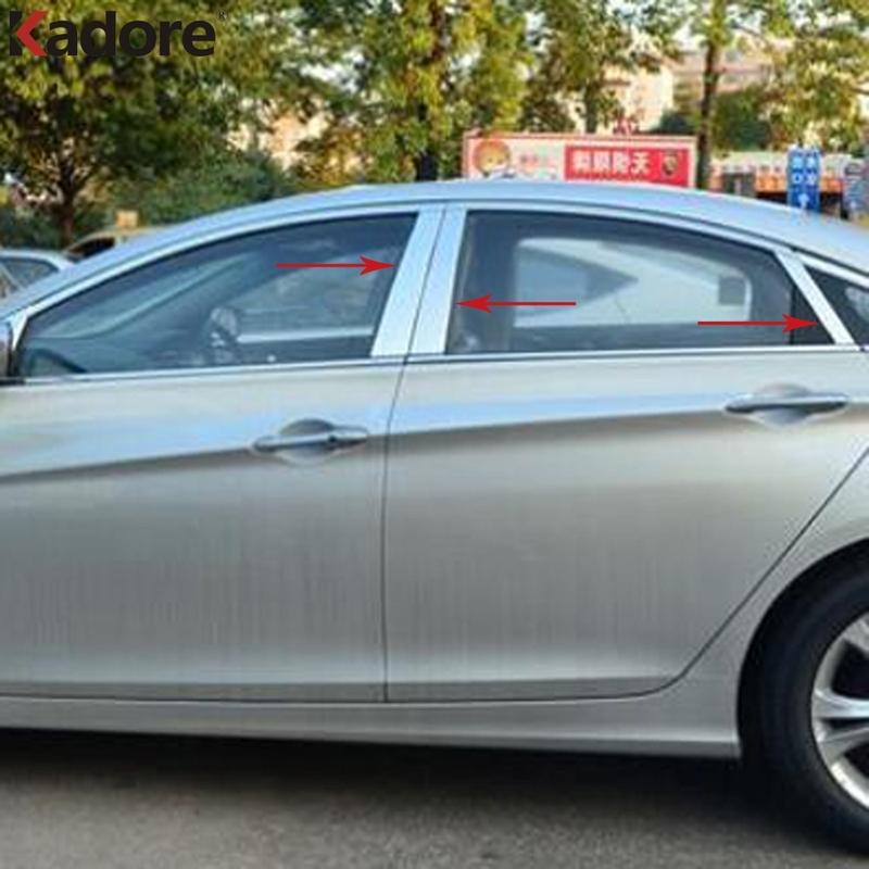 For Hyundai Sonata 2011 2012 2013 2014 Stainless Car Window Center Pillar Post Cover Trim Molding Garnish Strips Accessories