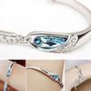 Fashion Women Silver Plated Crystal Chain Bangle Cuff Charm Bracelet Jewelry