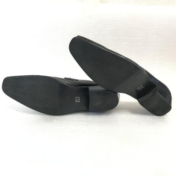 Dedes Leather Bit Moccasin Vamp Slip-On Loafer 25.5EEE Black Business Dress Shoes(USED)