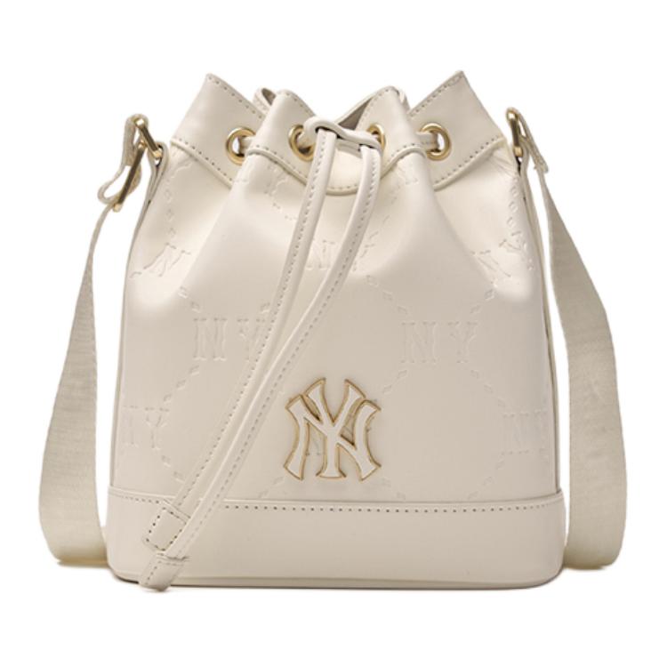 New MLB Blended Material Bucket Bags Crossbody Bag, Shoulder Bag Regular Women's White 7ACRMD65N-50CRM