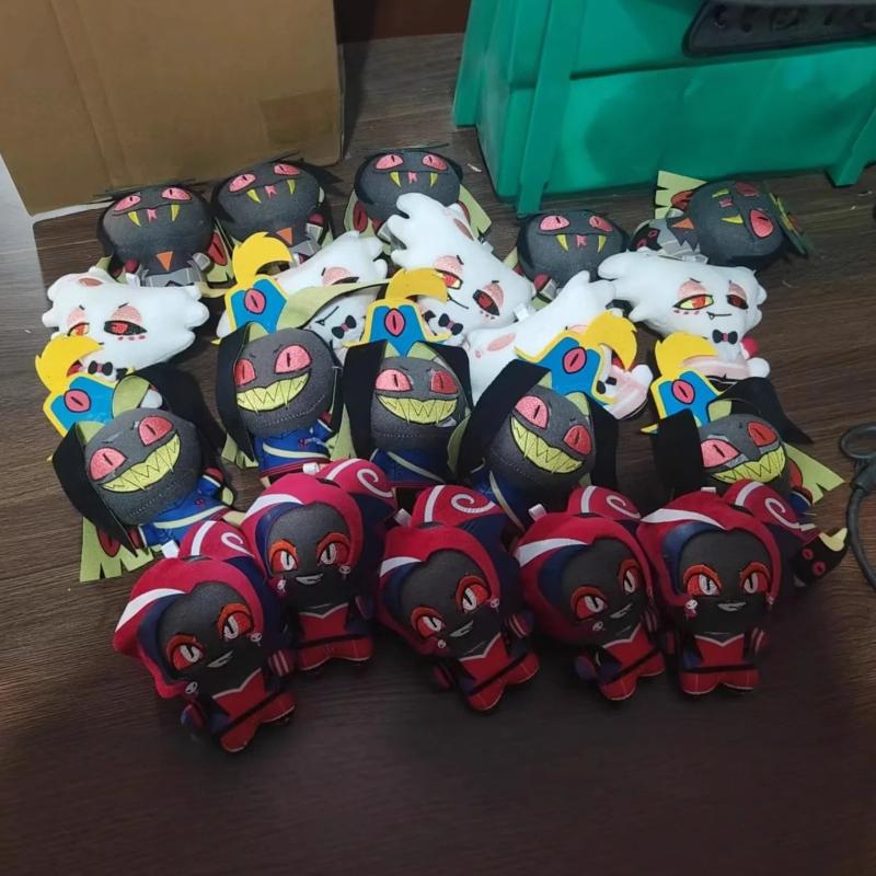 10cm Dolls Hazbin Hotel Vox Lucifer Ko Plush Toy Keychain Kawaii Bag Pendant Cute Anime Peripherals Keyring Birthday Fans Gift