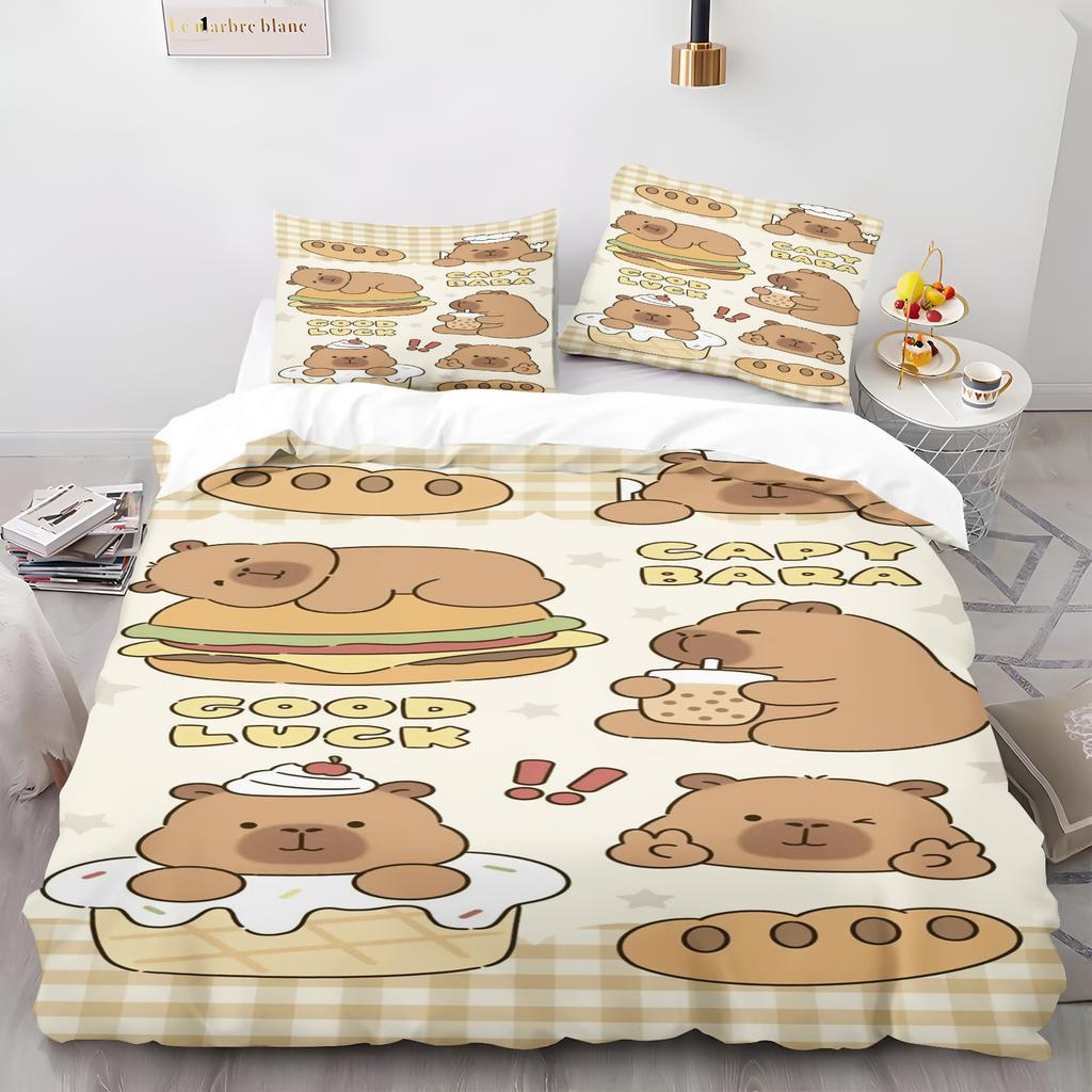 Capybara Duvet Cover Pillowcase Bedding Set Kawaii Adult Boy Girl Bedroom Decoration Children Single Double Large Size