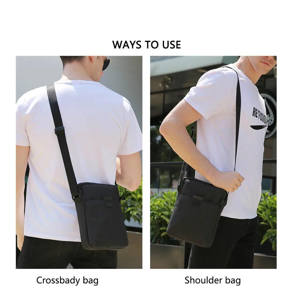 Men's Bags Light Canvas Shoulder Bag for 7.9' Ipad Casual Crossbody Bags Waterproof Business Shoulder Bag for Men 0.13kg