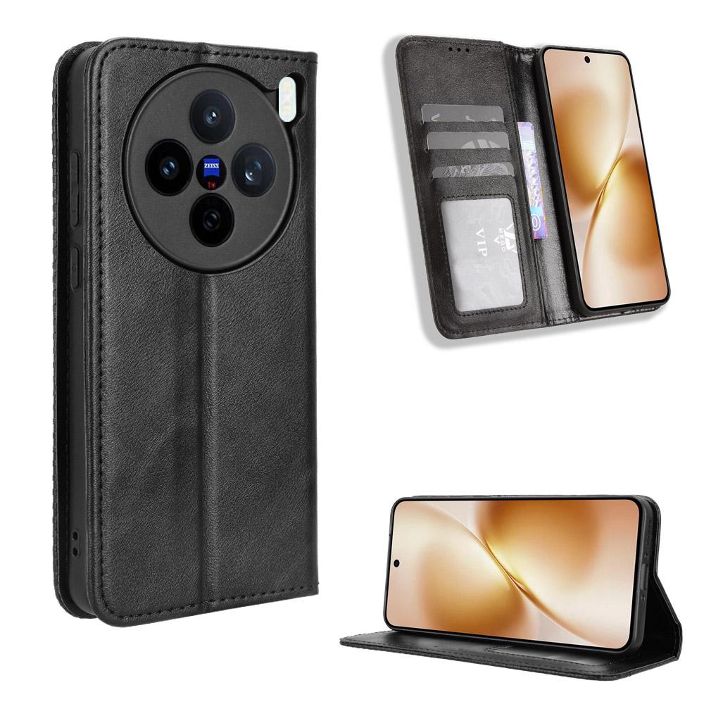 For vivo X200s 5G Leather Case Wallet Stand Retro Texture Phone Cover