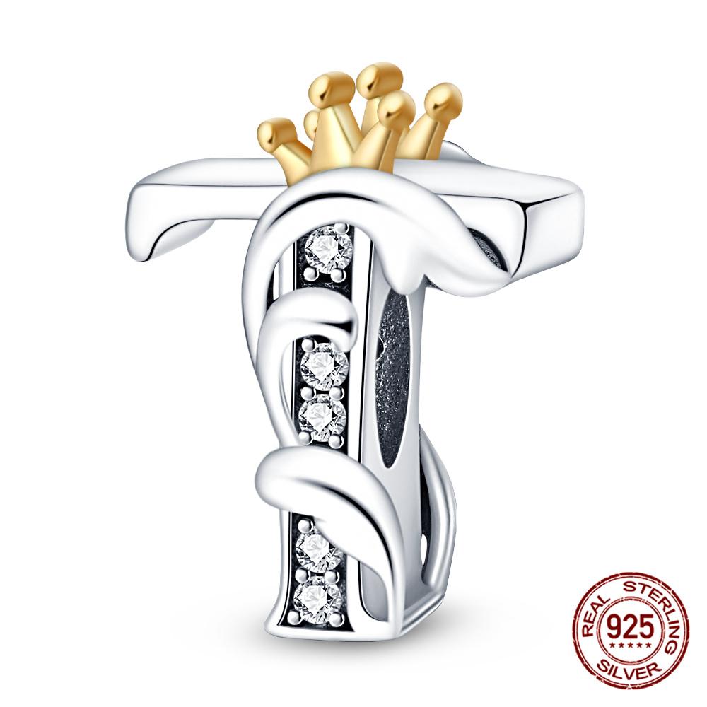 Classic Crown 26 Letters A-Z Copper Charms Fitoriginal Bracelets Diy Jewelry Making For Women Gift