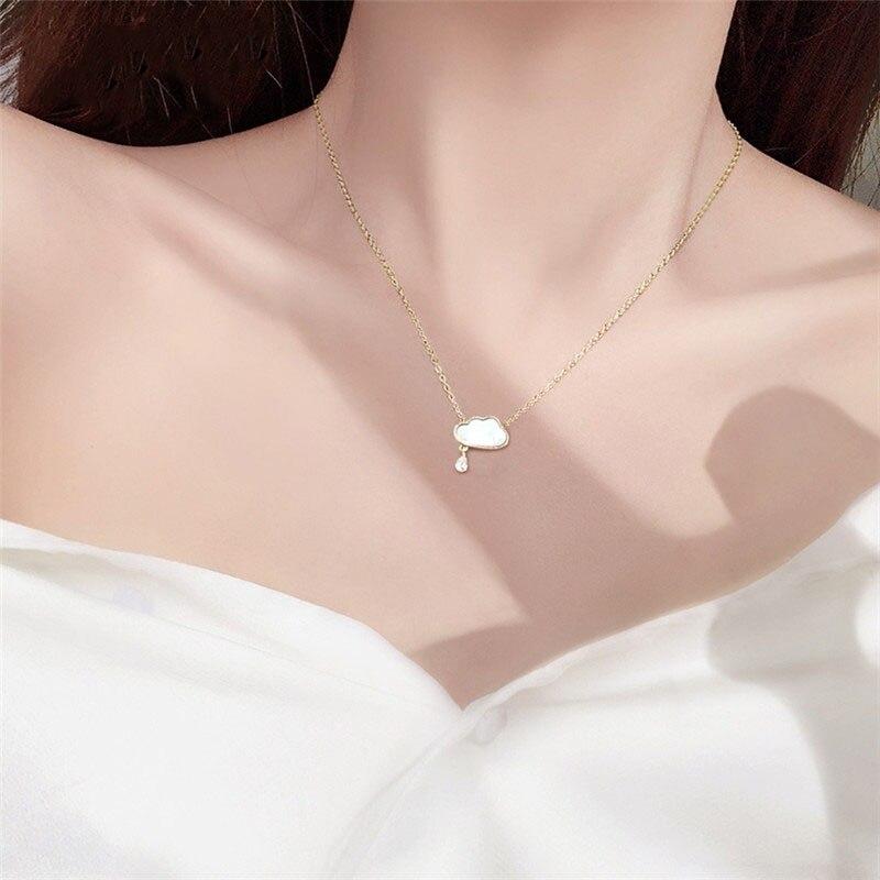 925 Sterling Silver Cloud Shell Pendant Necklace for Women Clavicle Chain Necklace Anniversary Wedding Party Jewelry Gift S-N692