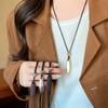 New Metal Long Water Drop Pendant Necklace for Women Girls Long Sweater Leather Rope Chain Fashion Jewelry Gifts