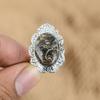 Mothers day Deal 925 Silver Oval Natural Turritella Agate Promise Statement Ring