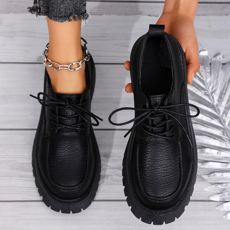 New Plus Size Women'S Thick-Soled Casual Shoes Round Head Spring And Autumn New Small Leather Shoes Fashion Versatile