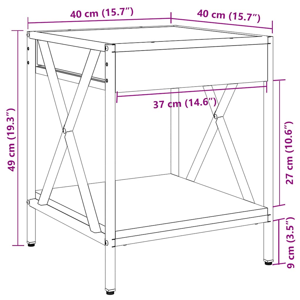 Infinity LED Coffee Table in Sonoma Oak 40 x 40 x 49 cm