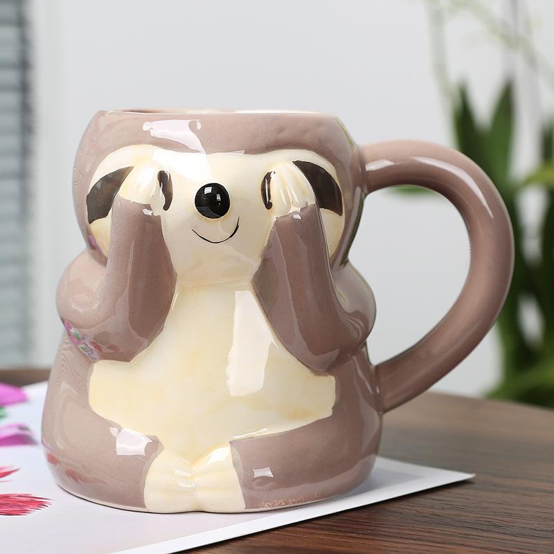 Breakfast Milk Cup Creative Sloth Shaped Mug Cute Cartoon Ceramic Cup Ceramic Office Mug Kitchen Utensils and Supplies