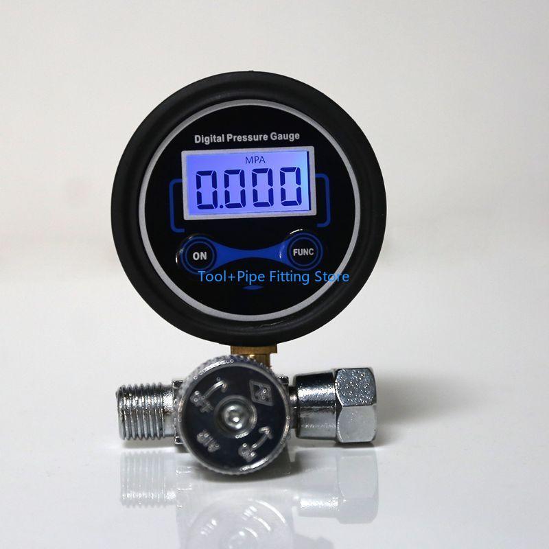 F92B Profesjonalny 1/4" Cyfrowy Kompresor Powietrza Wyświetlacz LCD Regulator Ciśnienia 200PSI Manometr Narzędzie Sterujące Szybkozłącze