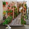 3D Waterproof Fabric Shower Curtains European Style Arched Flower Printed Bath Curtain Large 240X180 With Hooks Bathroom Screen