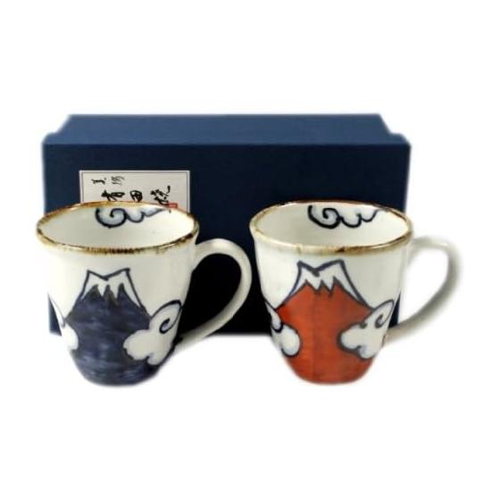 Arita Hasami ware Shoho kiln Ao Fuji/Red Fuji pair mug 18643