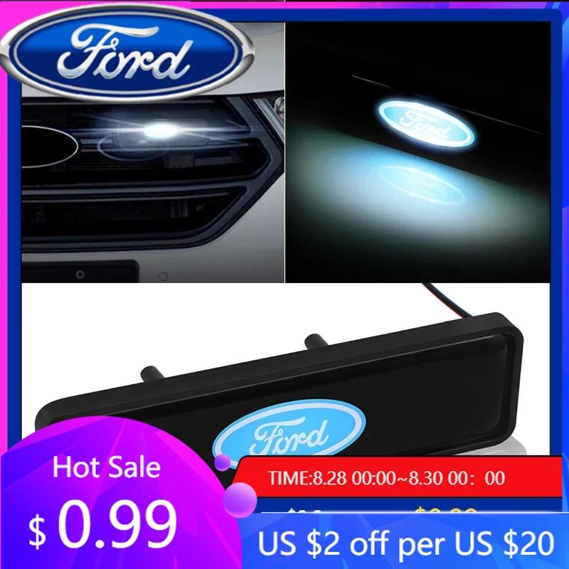 New 2026 Car Sticker Auto Accessories Car Front Hood Grille Logo LED Light For Ford Fiesta Ranger Focus Kuga Mustang MAX Transit