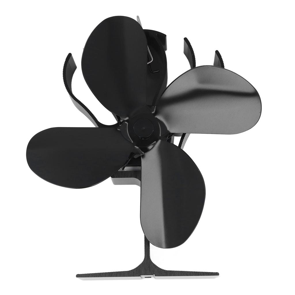 4 Blade Fireplace Fan Aluminium Alloy Heat Powered High Temperature Resistant Stove Fan for Home