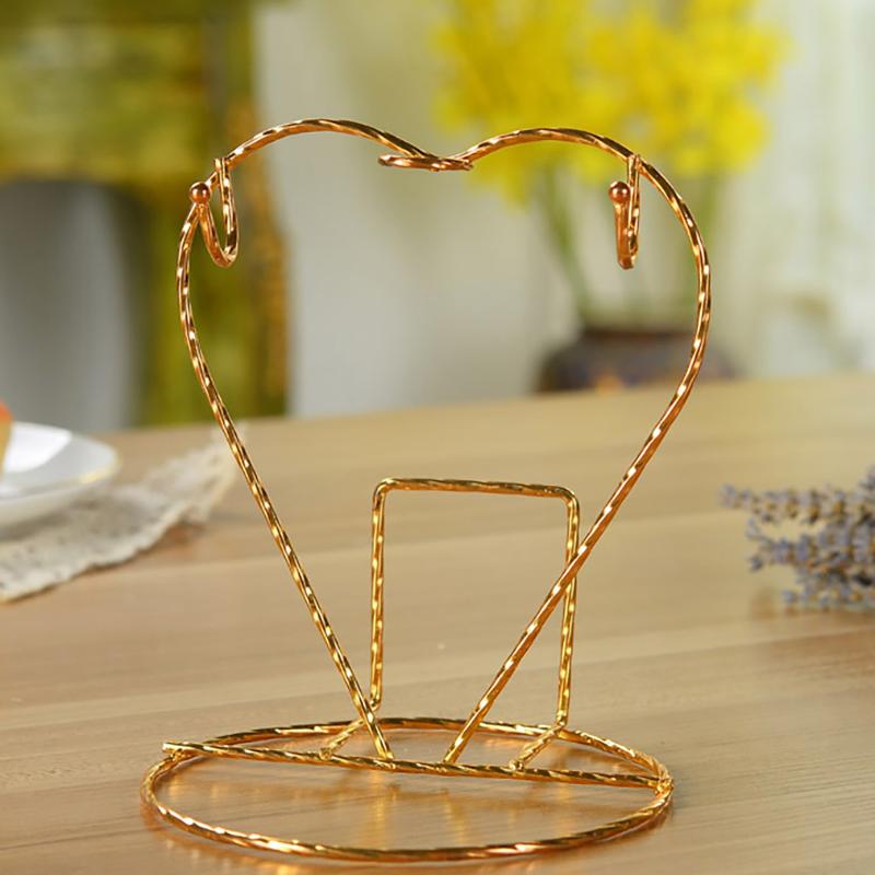 Tassenhalter in Herzform, Abtropfgestell für 2 Tassen, 2 Geschirr, rutschfester Teetassen-Organizer für den Haushalt, Tassenständer, Tassenständer für den Schrank