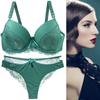 Hot underwear large size sexy lace splicing bra briefs light and breathable